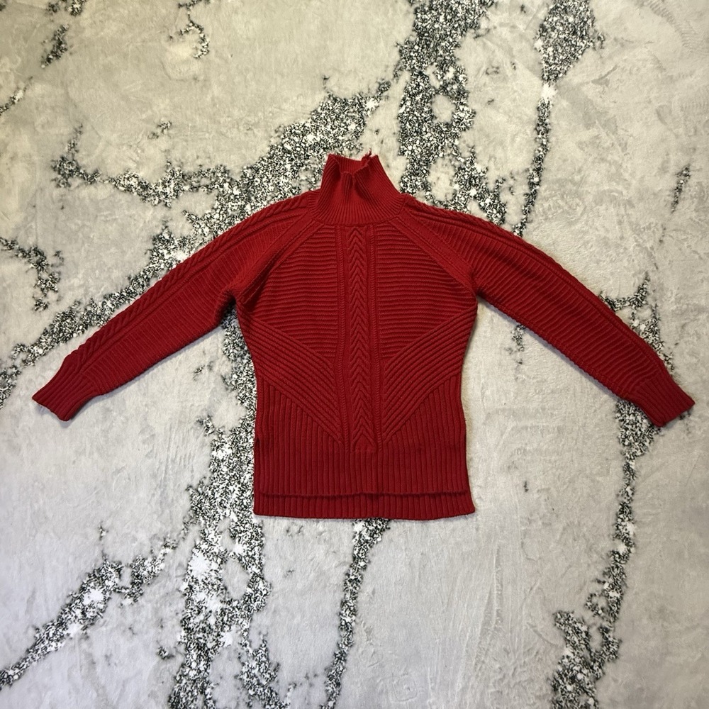 Banana Republic‎ Sweater Womens Size Small Cable Knit Red Mock Neck Pullover